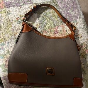 Dooney & Bourke Gray and Tan Leather Shoulder Bag